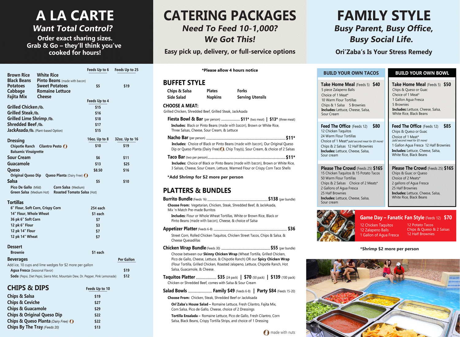 Mexican Catering Menu Back